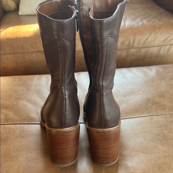 Franco Sarto Dark Brown Leather Heeled Boots - Picture 3 of 4